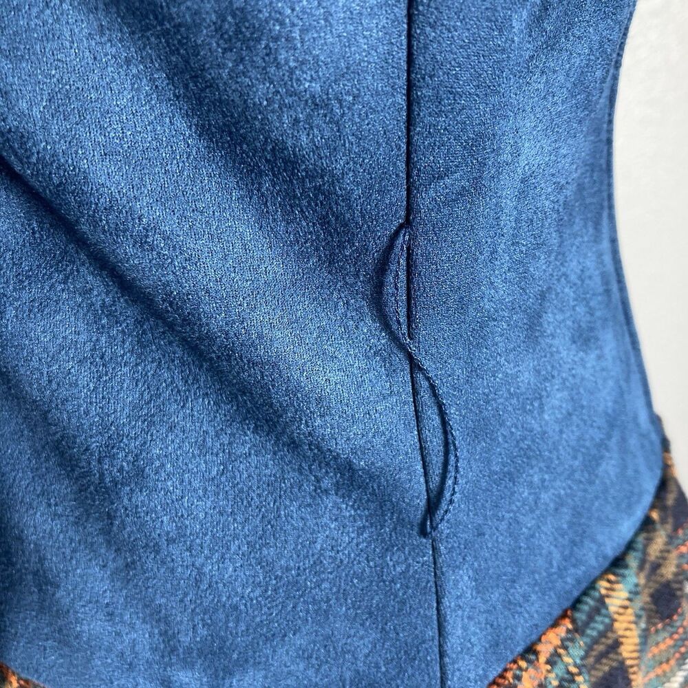 Womens Plaid Maxi Dress XS Faux Suede Pockets Western Prairie Retail $170 Oyrosy - Picture 13 of 16